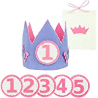 Corona Cumpleaños y Fiestas Niña de 1-5 Años. Diseñada y Fabricada en España + Números 1 al 5 + Bolsa de Algodón para…